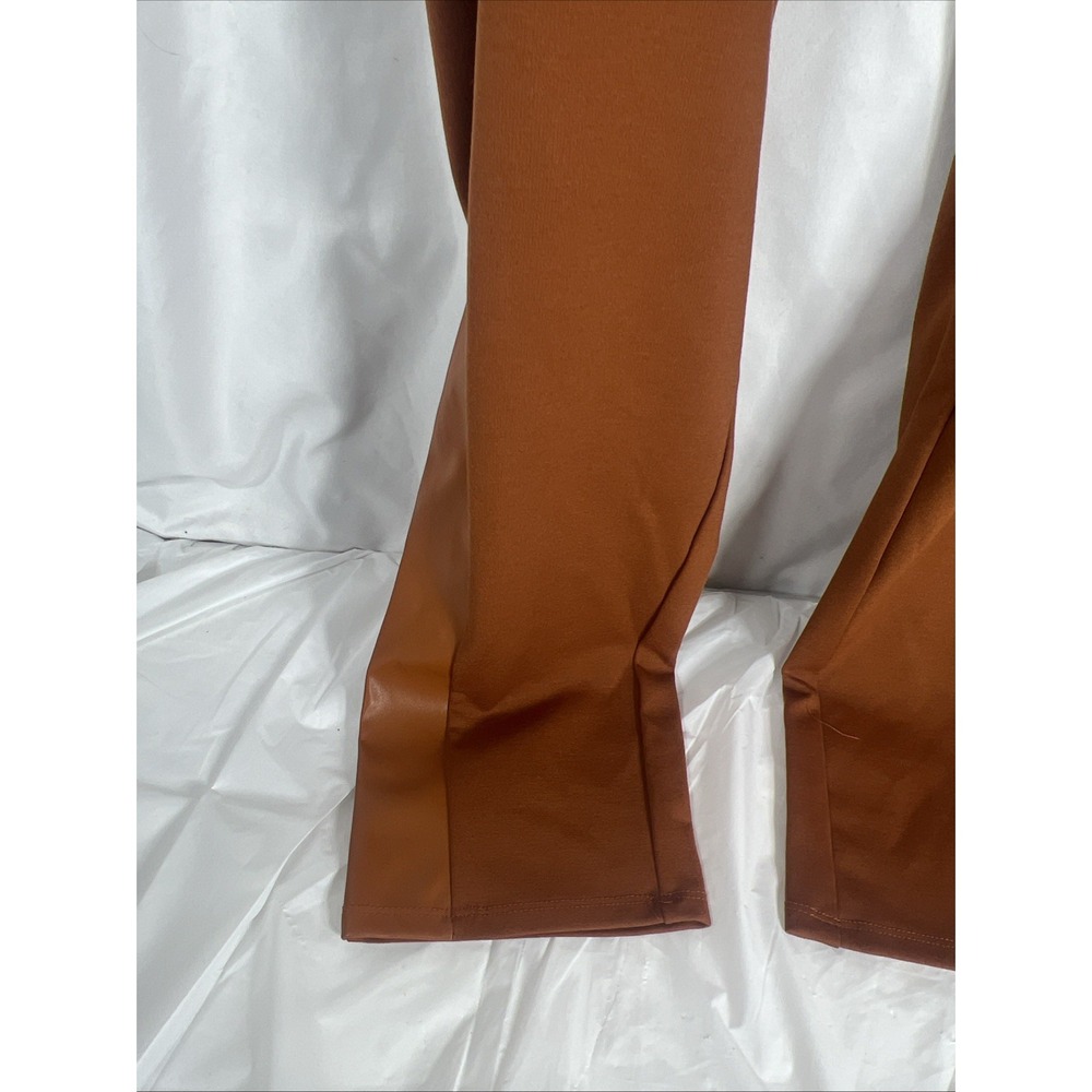 Ashley Stewart Faux Leather Paneled‎ Leggings caramel  22-24Elevated Look Womens - Picture 7 of 15